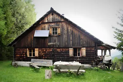Image de Maison de vacances 'Meissnitzer Almhütte' avec vue sur les montagnes, terrasse et jardin privé