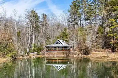 Image de Luxe Pond-Front Cabin w/ Fire Pit + Biltmore Pass | Pet-Friendly Escape