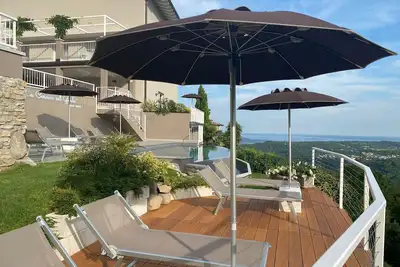 Image de La Cornice sul Garda- Sottobosco- terrace and lake view in residence with pool