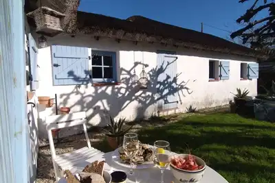 Image de Bourrine Vendéenne sur parc paysager entourée d'étiers