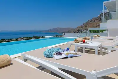 Image de Amazing Rhodes Villa | Villa Kamiros Serenity | 3 Bedrooms | Breathtaking Sea Views | Private Pool | Lovely Furnished Terrace | Shaded Outdoor Dining Area | Prime Location | Pefkos | Lindos