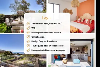 Image de 3 chambres | Vue mer 180° | 2 min centre ville | Piscine
