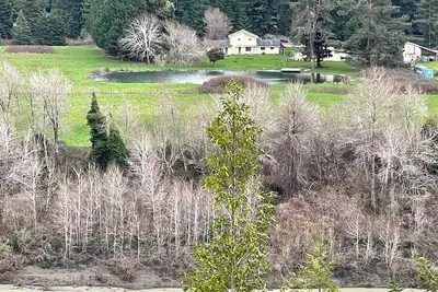 Image de Serene farmhouse near the Avenue of the Giants with large pond on the Eel River.