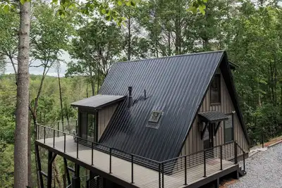 Image de Riverfront A-Frame Cabin in the Mountains w/ Sauna & Private Hiking Trail