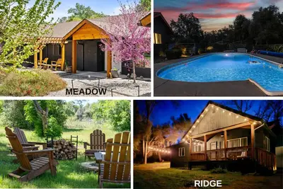 Yosemite Sunrise Retreats: 2 Homes on 5 Acres! Pool, 2 Spas, 50 min to Yosemite!