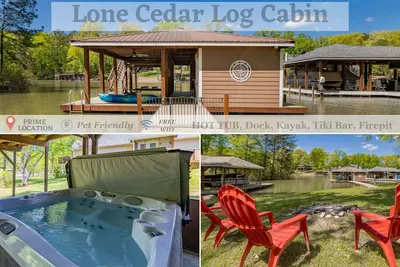 Image de Lakefront • Hot Tub • Dock • Tiki Bar • Kayaks • Paddleboard • Canoes • Fire Pit
