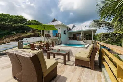Walk to Beach Villa w/ Stunning Ocean Views