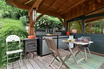 Image de Cabine \"Petit Bouddha\" avec vue sur les montagnes, piscine privée et terrasse privée