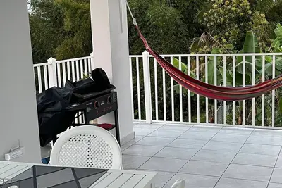 Garden view, bedroom in a newly renovated house