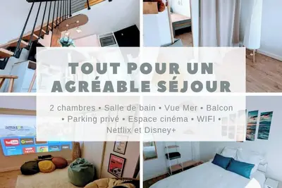 Image de Duplex vue sur mer avec balcon à 50m de la plage. Parking privé. Espace cinéma.