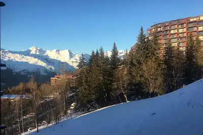 Image de Les Arcs 1800 studio 4 Les Villards, proche commerces et remontés vue Mont Blanc