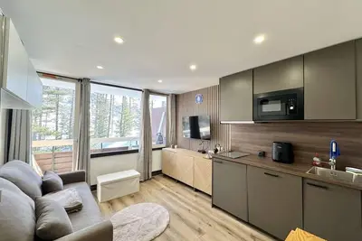 Image de À 10m des pistes de ski, 5ème étage, vue sapins, balcon, télévision, casier à ski, 21m², Vars