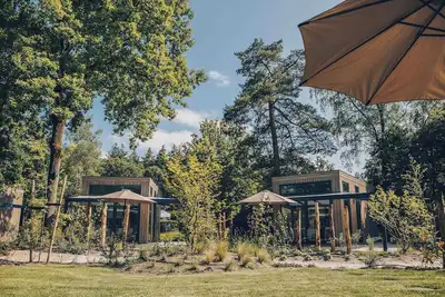 Image de Experience luxury and nature in the Reeëndal Lodge on the Veluwe! With 1 bedroom and 1 sleeping loft and a fully equipped kitchen and air conditioning.