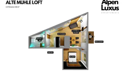 Image de Alte MÜHLE Loft - Cozy Loft Apartment with Balcony, presented by AlpenLuxus