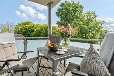 Image de Ostseeglück - bathroom with shower, covered balcony, garden furniture, Tv, washing machine