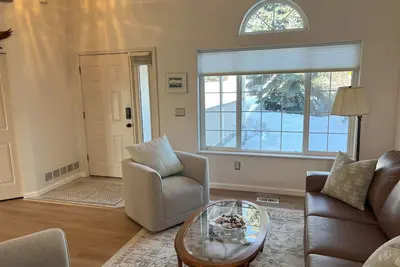 Large home with view of float plane lake