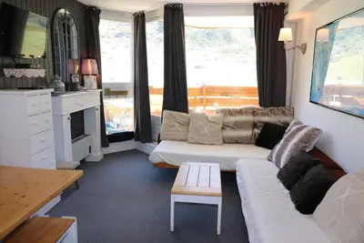 Image de 100m du centre station, 4ème étage, vue pistes de ski, balcon, télévision, 25m², Tignes