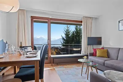 Image de Crans-Montana, 5 pers : balcon vue & parking privé