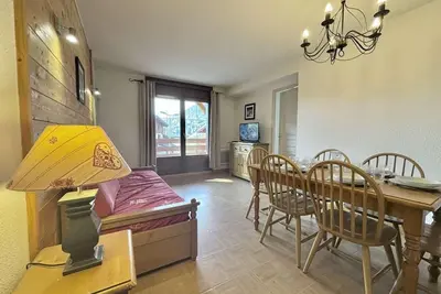 Image de À 140m des pistes de ski, 1er étage, balcon, casier à ski, 36m², Flumet