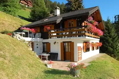 Image de 4 pièces 1/2 confortable  pour 8 personnes : Living avec cheminée - cuisine avec lave-vaisselle, cui