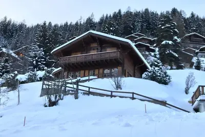Image de Chalet confortable pour 9 personnes : Living avec cheminée - 1 chambre de 3 lits -1 chambre avec 1 l