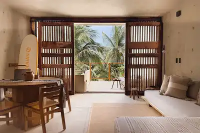 Beachfront Design Loft: Private Pool & Fast Wi-Fi