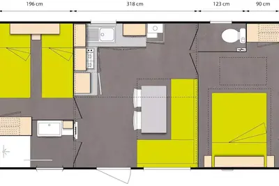 Image de Mobil-home 1 à 4 personnes - Terrasse non couverte 4 personnes
