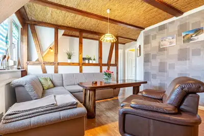 Image de Maison de vacances « Ferienhaus Kranichnest Am Hühnerhof » avec terrasse, jardin privé et Wi-Fi