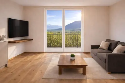 Image de Appartement Golden Delicious avec vue sur la montagne, grand espace extérieur et piscine