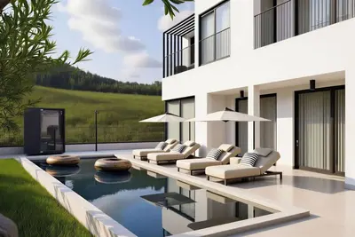 Image de Maison de vacances privée avec Wifi, climatisation, bain à remous, piscine privée, Tv, terrasse
