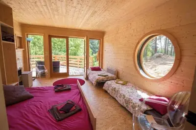 Image de Chalet Gaia – Nuit magique face à la forêt