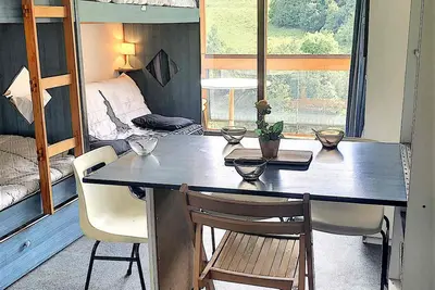 Image de Studio fonctionnel Skis aux pieds Balcon vue pistes Wifi gratuit