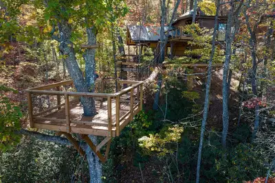 Image de Luxury Treehouse Sleeps 9 with Hot Tub and Views - The Hylo