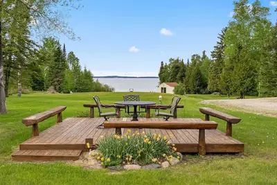 Image de Lem's Paradise #2 | Cozy Lakefront Cabin w/ Mackinac Views & 300+ ft Shoreline