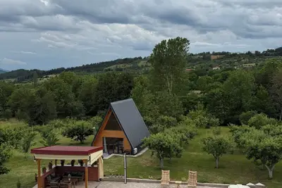 Image de A-frame Cabin with Private Pool in Nature