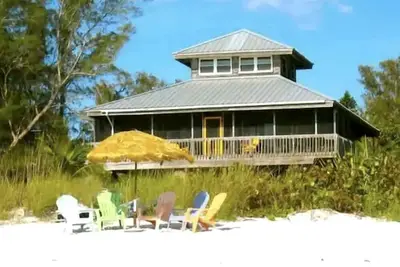 Image de Secluded Beachfront Island Home with Hammocks and Tiki Hut on Little Gasparilla Island, Florida