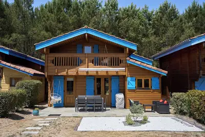 Image de Chalet 3 chambres, charme, forêt & océan, Ac, piscine chauffée, Spa, tennis