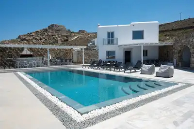Image de Villa à Mykonos avec vue magnifique sur la mer et coucher de soleil