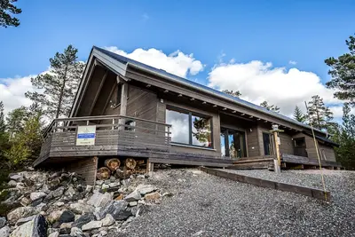 Image de chalet de vacances moderne Nissedal sur Havrefjell, WiFi, canoë-kayak, sauna, barbecue, lac de baignade