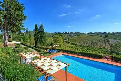 Image de Appartement avec climatisation, Wifi, piscine, Tv, vue panoramique, parking, près de San Gimignano