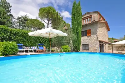Maison de vacances privée avec piscine privée, climatisation, Wifi, Tv, patio, vue panoramique