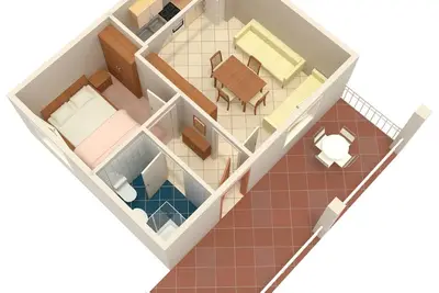 Image de Appartement d'une chambre avec la terrasse et la vue sur le mer Podgora, Makarska (A-2593-a)