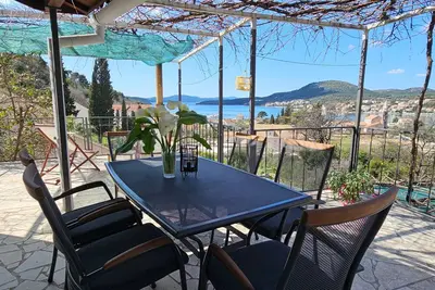 Appartement de deux chambres avec la terrasse et la vue sur le mer Slano, Dubrovnik (A-8540-a)