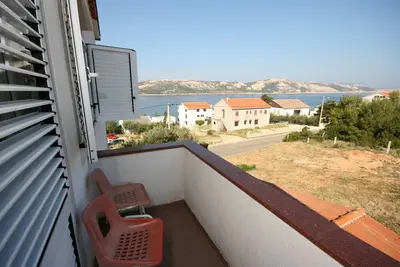 Image de Garçonnière avec le balcon et la vue sur le mer Stara Novalja, Pag (As-6319-a)