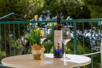 Garçonnière avec la terrasse et la vue sur le mer Duce, Omis (As-946-a)