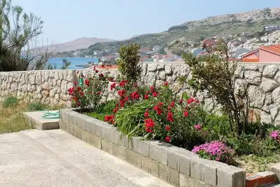 Image de Garçonnière avec la terrasse et la vue sur le mer Metajna, Pag (As-208-b)