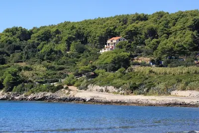 Appartement d'une chambre avec la terrasse et la vue sur le mer Lumbarda, Korcula (A-4418-c)