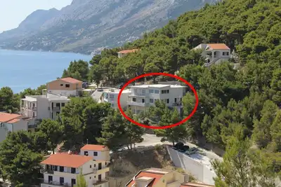 Image de Garçonnière avec le balcon et la vue sur le mer Brela, Makarska (As-6895-a)