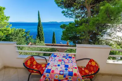 Image de Appartement d'une chambre avec le balcon et la vue sur le mer Pisak, Omis (A-2802-c)