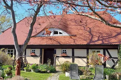 Image de Maison de vacances avec cheminée, terrasse et vue sur la nature